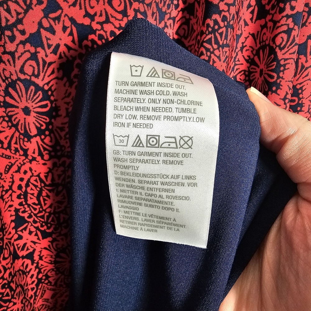 Susan Graver Womens XL Red Blue Geometric Liquid Knit Midi Dress Stretch Resort - Picture 9 of 10